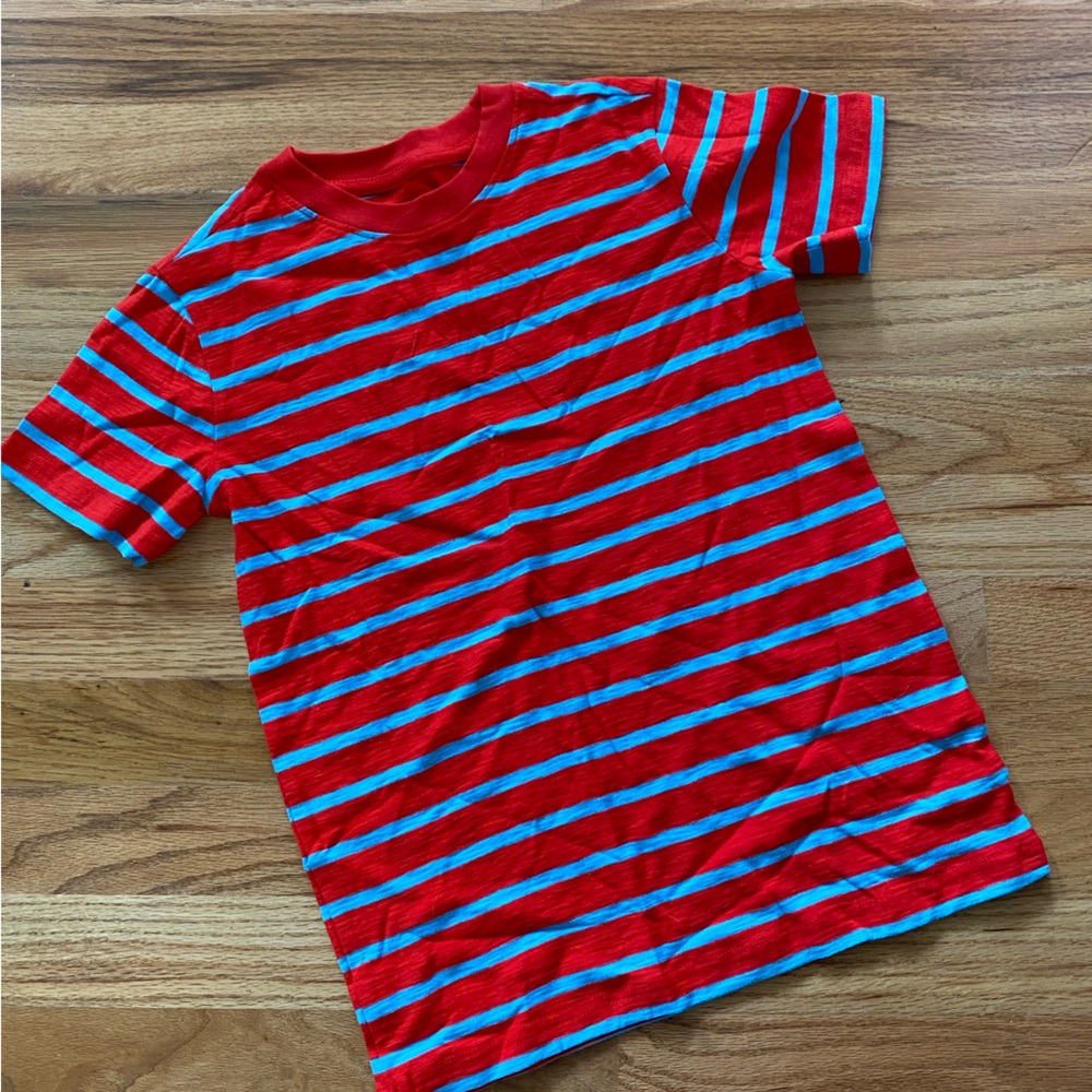 Primary Red & Blue striped t-shirt - size 8/9 - never worn!